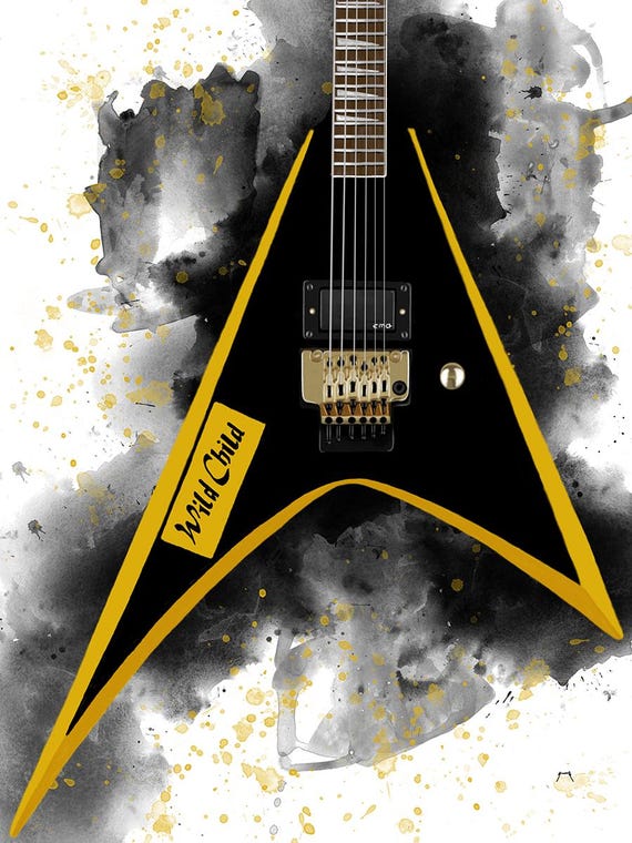 Alexi's electric guitar art, digital drawing 18x24"