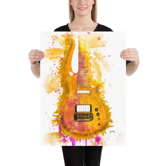 Cloud electric guitar art, digital drawing 18x24"