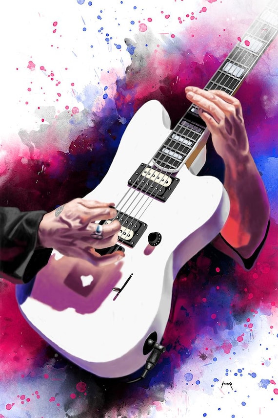 Electric Guitar Art Print: Music Room Decor, Guitar Gifts (24x36)