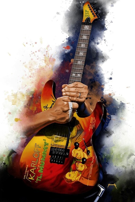 Vintage Horror  Electric Guitar Digital Painting 24x36"