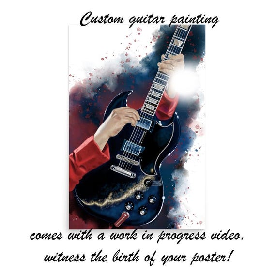 Custom Electric Guitar With Hand Portrait: Unique Digital Painting from Photo