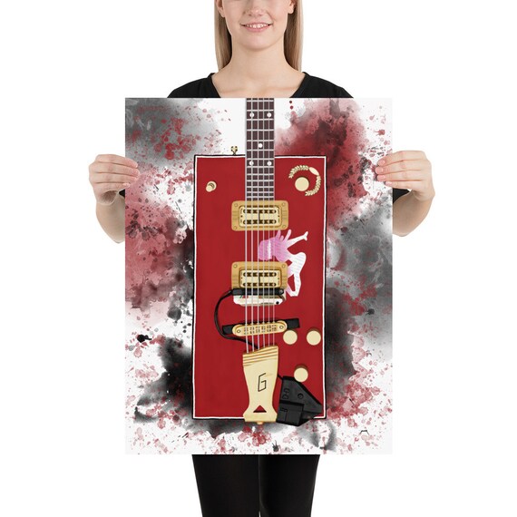 Bo's electric guitar art, digital drawing 18x24"