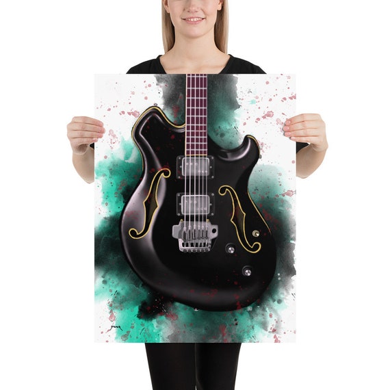 Wes electric guitar art, digital drawing 18x24"