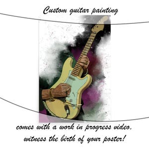 Aangepaste portretschildering elektrische gitaar: gepersonaliseerde muziekkamerkunst (24 x 36)