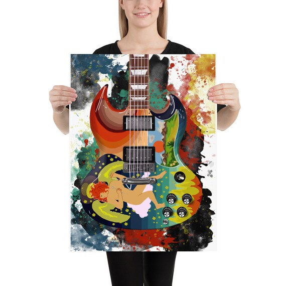 Eric's electric guitar art, digital drawing 18x24"