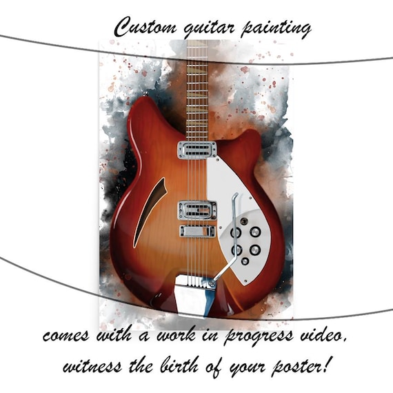 Personalized Downloadable electric guitar gifts, Hand-Painted Colorful Digital Painting 24x36"