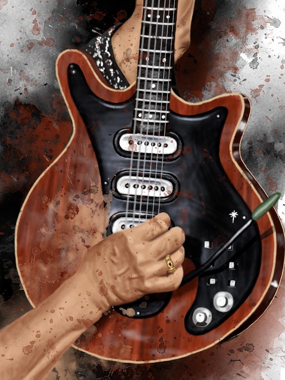 Bri's electric guitar art, digital drawing 18x24"