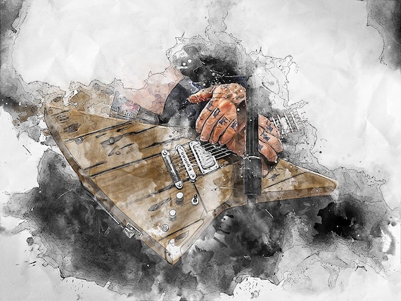 Life N Riff guitar art, digital drawing 18x24"