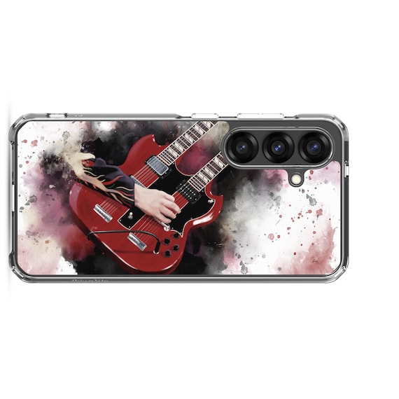 Hand-Painted Samsung Phone Cases with Double Neck Guitar Art