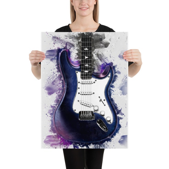 nebula electric guitar art, digital drawing 18x24"