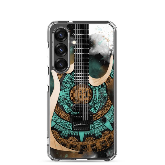 Hand-Painted Samsung Phone Cases with Dino's Guitar Art