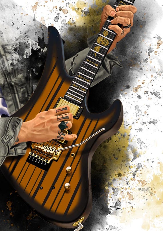 Sin electric guitar art, digital drawing 18x24"