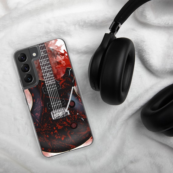 Hand-Painted Samsung Phone Cases with Blood Splattered Guitar Art