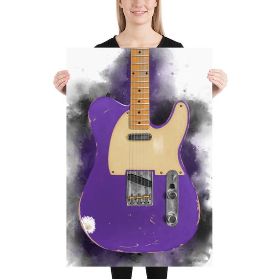 Purple Electric Guitar Art Print: Music Room Decor (24x36)