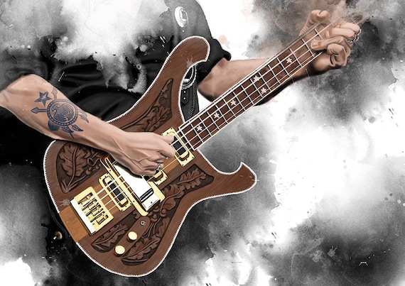 Lemmy's Bass Guitar Digital Painting 18x24"