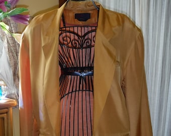 Vintage 80's Saffron Gold 100% Silk Unisex Jacket Fully Lined