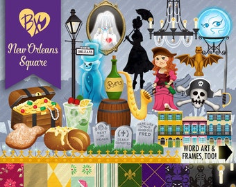 New Orleans Square FULL KIT (Clip art & Paper)