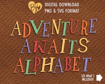 Adventure Awaits SVG and PNG Alphabet