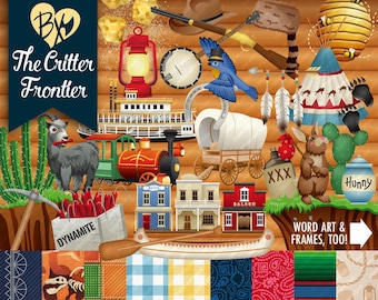 The Critter Frontier FULL KIT (clipart & papers)