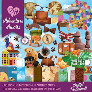 Adventure Awaits FULL KIT (clipart & papers)