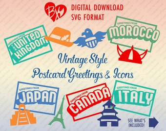 Vintage Greetings & Country Icons SVG Files