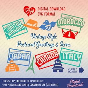 Vintage Greetings & Country Icons SVG Files