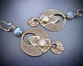 Earrings - hoop Art Nouveau small beetles to Labradorite high quality, revival Art deco Egyptian
