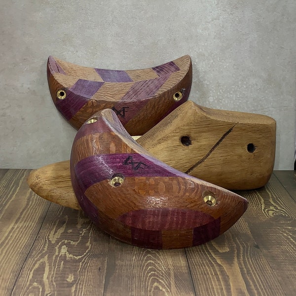 Set of Two Handmade 40mm Leopardwood/Purpleheart Slopers, –35 degree slope