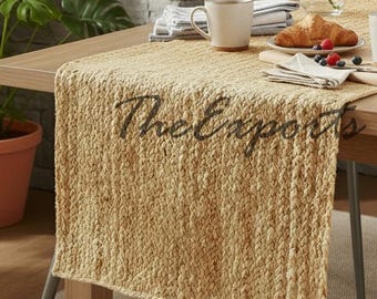 Handwoven Braided Jute Table Runner, Rustic Farmhouse Kitchen Home Decor 12x39"