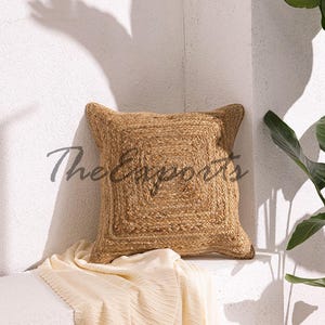Handmade Braided Jute Throw Pillow, Boho Cushions, Farmhouse Home Decor Cushion, Modern Art Decor Pillow, Sofa Couch Pillow, Customized Size