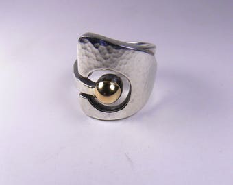 Ring gold and silver unique ring open