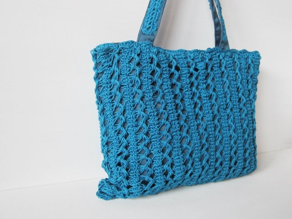 Borsa blu in cotone alluncinetto pezzo unico pizzo | Etsy Italia