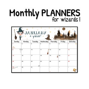 Monthly PLANNERS templates 2023, 2024 & 2025 printable calendar for wizards and witches in pdf