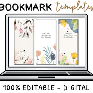 Modèles de BOOKMARK modifiables avec des fleurs - Personnalisez avec votre propre texte et vos images dans Google Slides™ et Powerpoint avec le modèle GRATUIT