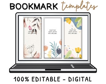 Floral Bookmark Templates - Editable in Google Slides & PowerPoint (Digital Download)