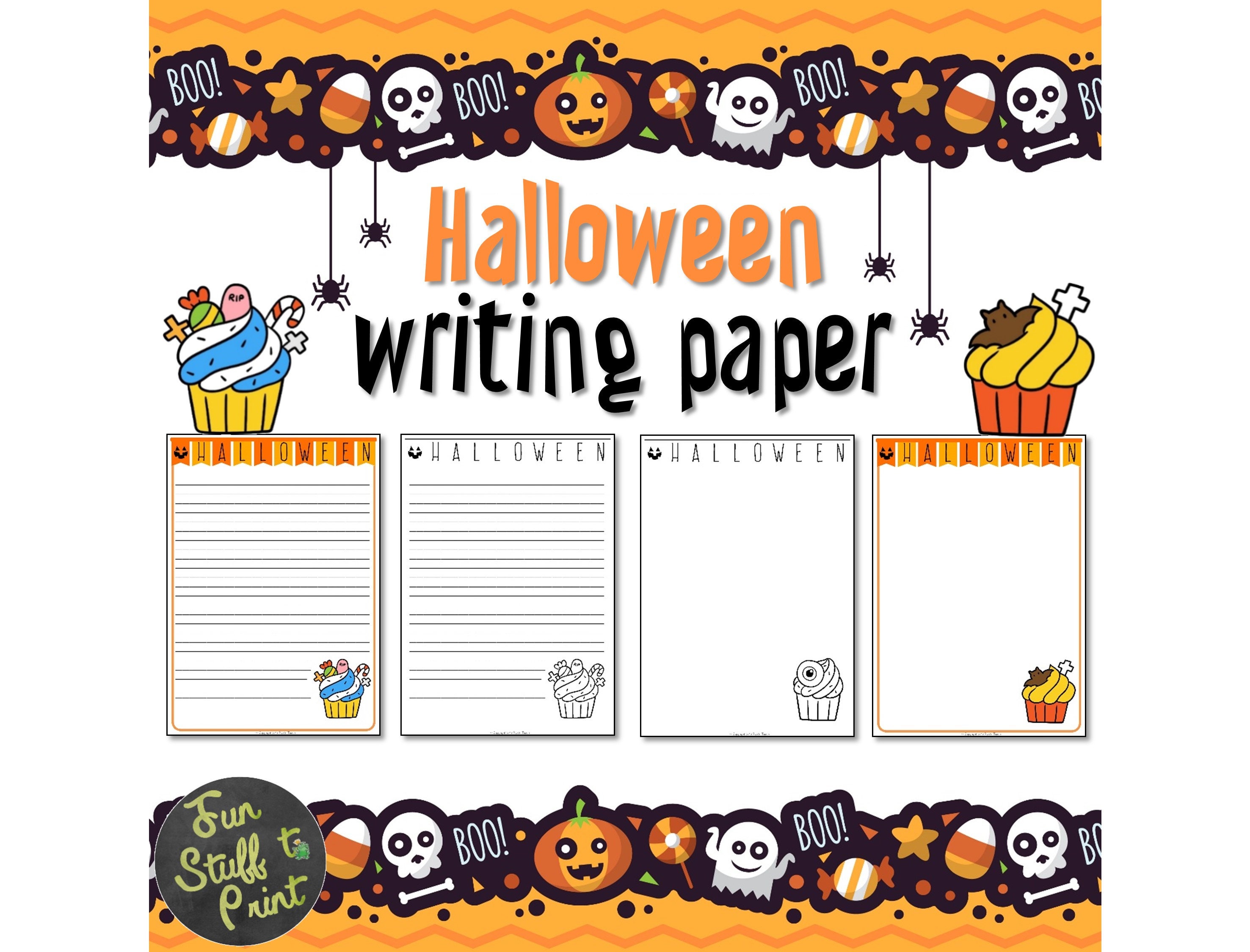 Halloween Writing Paper Printable Stationery Instant Etsy