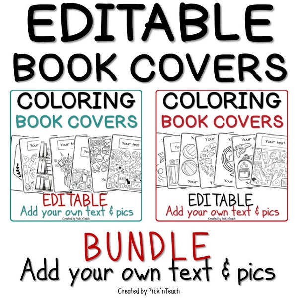 EDITABLE BUNDLE of coloring book covers / pages for Back to school 120+ templates - Add your text, pics - in Google Slides™ or Powerpoint