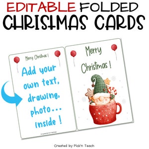 Tarjetas plegadas EDITABLES para felicitaciones navideñas actividades de escritura plantillas de mensajes para familiares y amigos