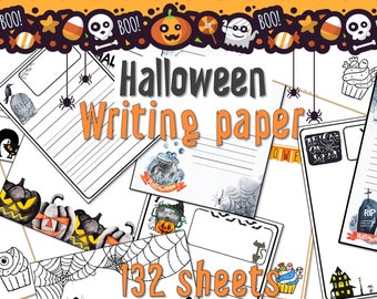 Halloween Writing Paper - 131 Page Printable Designs (Digital Download)