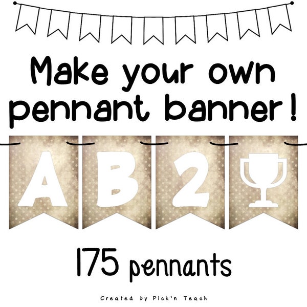 Printable BANNER templates 175 pennants for birthday, anniversary, baby shower, graduation, ANY celebration Shabby dotted