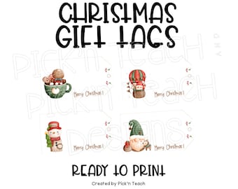 Christmas GIFT TAGS, Holiday part, presents, family and friends PRINTABLE instant download templates