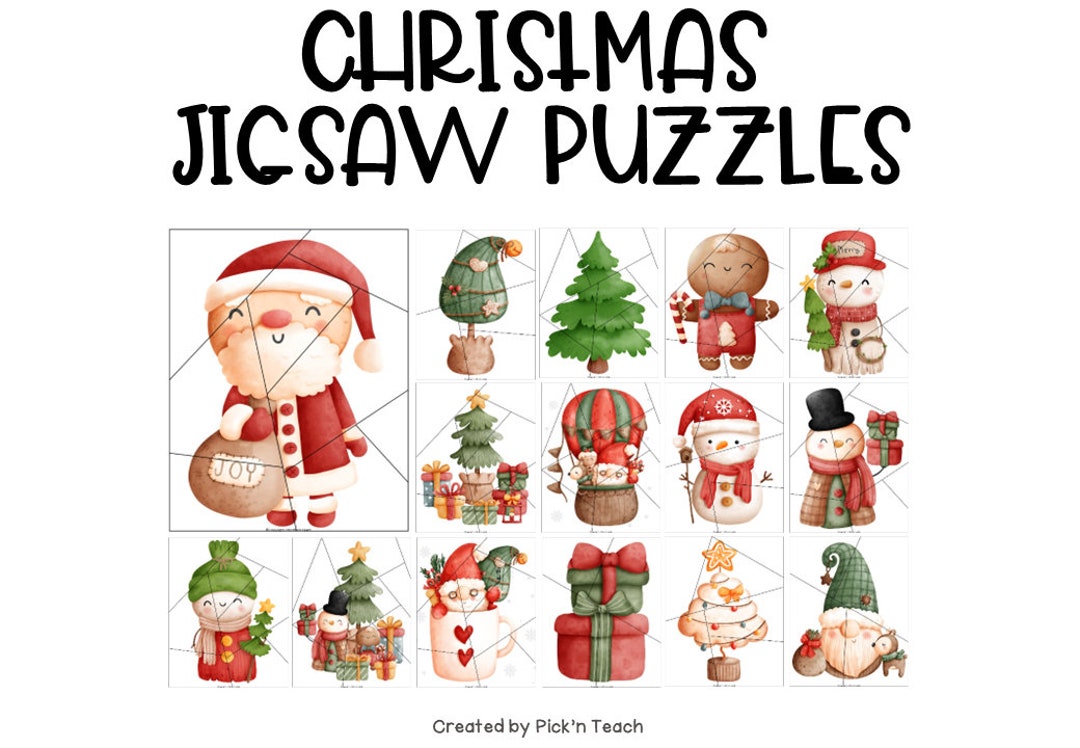 ROMPECABEZAS navideños simples para Navidad, jardín de infantes