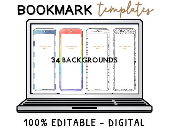 Editable Double-sided BOOKMARK Templates B&amp;W and Colors Add - Etsy
