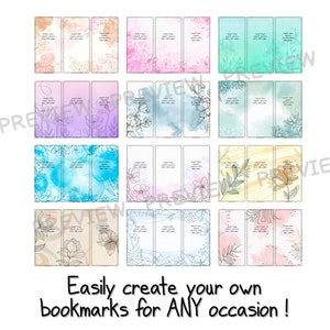 Editable BOOKMARK templates - Watercolor nature - Personalize, add your own text & images - in Google Slides™ and Powerpoint + FREE template