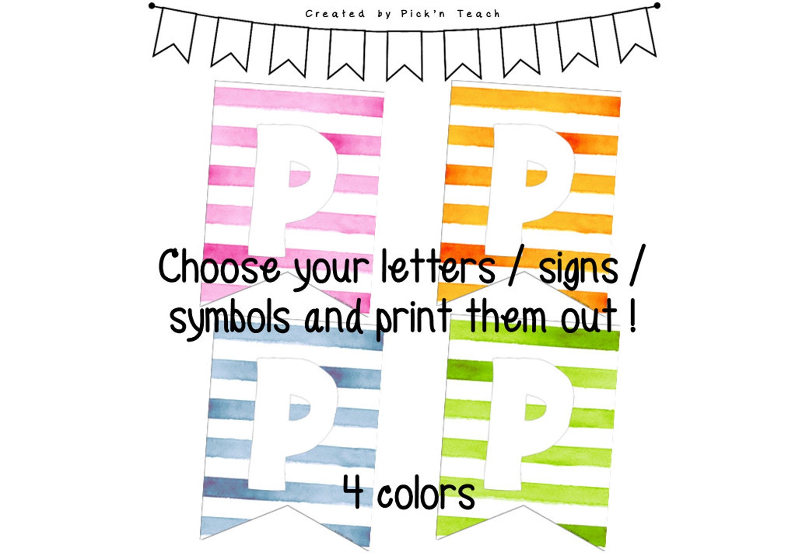 Printable BANNER Templates With 692 Pennants in 4 Colors for Birthdays ...