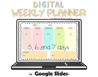 WEEKLY planners Google Slides™ Powerpoint EDITABLE organizer digital homework tracker Pastel type your text insert pictures templates
