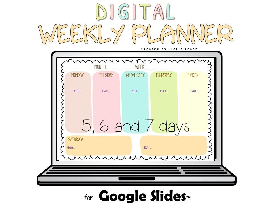 Weekly Planners For Google Slides Or Powerpoint Editable Etsy