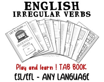 Libro de pestañas sobre verbos irregulares para el aprendizaje del idioma inglés (PDF/PowerPoint)