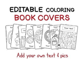 EDITABLE coloring book covers / pages for Back to school 60+ templates Add your own text and pics - in Google Slides™ or Powerpoint #2