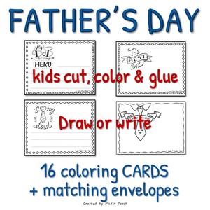 Father’s day coloring cards & matching envelopes x 15